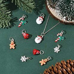 5個 5スタイル クリスマステーマ 合金エナメルペンダント  丸カン付き  混合図形  14.5~18x10~14.5x2~10mm  穴：5mm  1個/スタイル&nbsp;XMAS-YW0001-01C