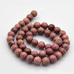 Round Natural Rhodonite Beads Strands&nbsp;G-N0120-35-8mm