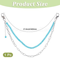 Alloy & Synthetic Turquoise Round Beaded Chain Belts for Pants&nbsp;AJEW-WH20070-058