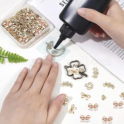 合金カボションアクセサリー  ジュエリー作りのためにDIY  王冠と蝶結び  ゴールドカラー  180個/箱&nbsp;PALLOY-OC0002-47G