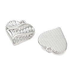 合金ペンダント  ハートチャーム  ラックめっき  プラチナ  20x18x3.5mm  穴：1.8mm&nbsp;FIND-D044-24P