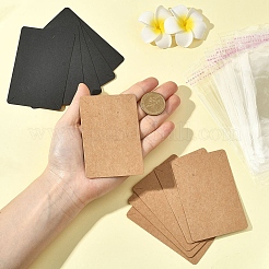 長方形の厚紙製ディスプレイカード100枚  100個のoppセロハンバッグ付き  ブラック  9x6cm&nbsp;CDIS-YW0001-24A