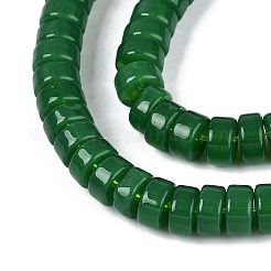 ジェイド風ガラスビーズ連売り  フラットラウンド  グリーン  6~6.5x3~3.5mm  穴：0.8mm  約114~116個/連  14.76~14.96インチ（37.5~38cm）&nbsp;GLAA-N027-3x6mm-02