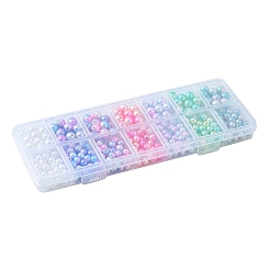 420Pcs 12 Style Rainbow ABS Plastic Imitation Pearl Beads&nbsp;OACR-FS0001-27