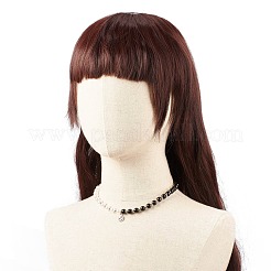 女性用合金製陰陽チャームネックレス、プラスチック製模造真珠ビーズ付き  白黒  16.38インチ（41.6cm）&nbsp;NJEW-JN03914