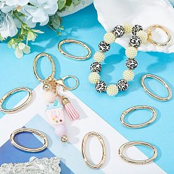 合金スプリングゲートリング20個  楕円形のリング  プッシュゲートスナップキーチェーン留め具  ゴールドカラー  47.5x29.5x5mm  内径：37x20mm&nbsp;PALLOY-SC0010-53B-G