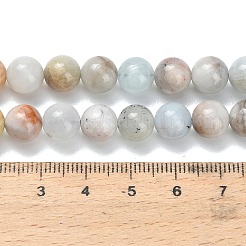 天然石アクアマリンビーズ連売り  ラウンド  スムーズ  8.5mm  穴：0.8~1mm  約47~48個/連  15.16~15.35''（38.5~39センチメートル）&nbsp;G-F591-29A-8mm