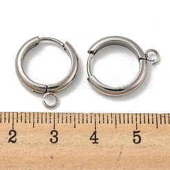 変色しにくい201ステンレススチール製ハギーフープピアス金具  水平ループと316サージカルステンレススチールピン付き  ステンレス鋼色  16x3mm  穴：2.5mm  ピン：1mm&nbsp;STAS-P283-01Z-P
