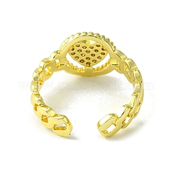 Brass Micro Pave Cubic Zirconia Open Cuff Rings&nbsp;RJEW-K256-21G