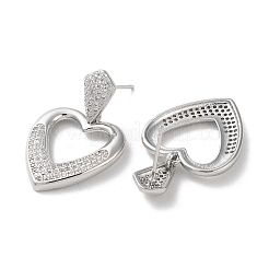 Brass Pave Cubic Zirconia Stud Earrings&nbsp;EJEW-M258-07P