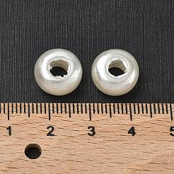 ABSプラスチック模造パールロンデル大穴ヨーロピアンビーズ  ホワイト  12x7mm  穴：5mm&nbsp;X-MACR-S256-A41