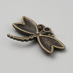 合金のチベット風チャーム  トンボ  アンティークブロンズ  15.5x24.5x2.5mm  穴：1.4mm&nbsp;PALLOY-R161-01AB