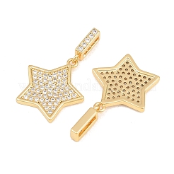 Brass Micro Pave Clear Cubic Zirconia Pendants&nbsp;KK-CJC0013-19G