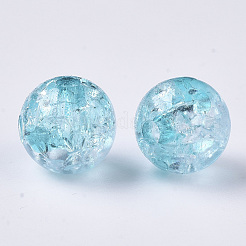 クリアクラックアクリルビーズ  ラウンド  ミディアムターコイズ  10mm  穴：2mm&nbsp;X-CACR-N002-04