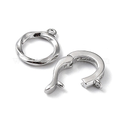 Rhodium Plated 925 Sterling Silver Micro Pave Clear Cubic Zirconia Fold Over Clasps&nbsp;LS-STER-G036-18P