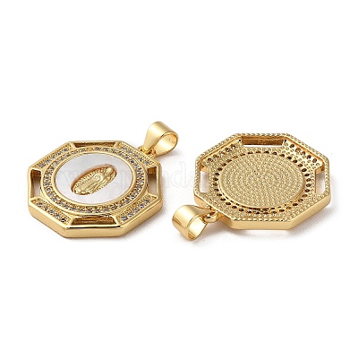Brass Micro Pave Cubic Zirconia Pendants&nbsp;KK-D057-06G-1