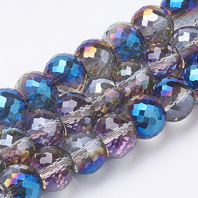 Electroplated Glass Beads Strands&nbsp;EGLA-Q092-8mm-A07-1
