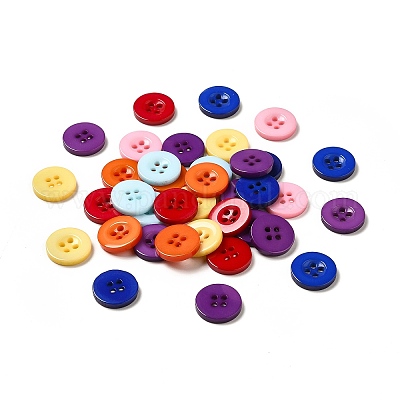 樹脂ボタン  染め  フラットラウンド  ミックスカラー  15x2.5mm&nbsp;RESI-D033-15mm-M-1