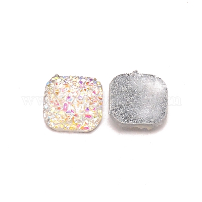 樹脂カボション  正方形  ホワイト  9.5x9.5x3mm&nbsp;RESI-WH0026-02F-1