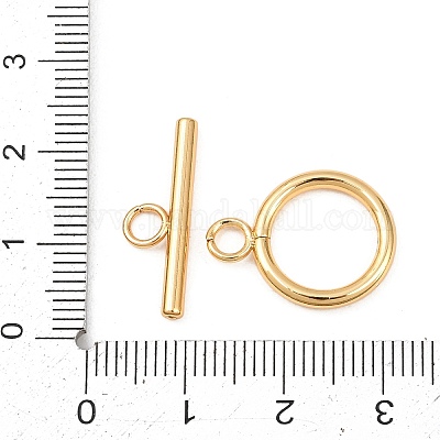 304ステンレススチールトグル留め具  リング  ゴールドカラー  リング：19.5x15x2mm  穴：3mm  バー：22x7x2.5mm  穴：3mm.&nbsp;STAS-L310-03G-1