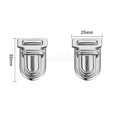 鉄財布プッシュロックセット  プラチナ  35x25x11mm  4部  各部10個/セット&nbsp;IFIN-PH0023-25P-1