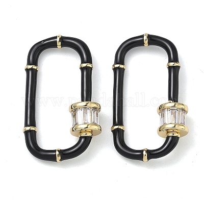 Wholesale Oval Brass Micro Pave Clear Cubic Zirconia Locking