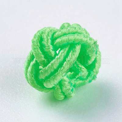 ポリエステルファブリックビーズ  ラウンド  ライム  6.5x4.5mm  穴：4mm&nbsp;WOVE-K001-A10-1