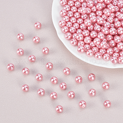 PH PandaHall 200pcs 8mm Pink Glass Pearl Beads Satin Luster Craft Pearl  Bead Eco-Friendly Dyed Round Loose Spacer Beads for Valentine Wedding  Earring