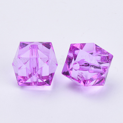 透明なアクリルビーズ  多面カット  キューブ  暗紫色  8x8x7.5mm  穴：1.6mm  約1730個/500g&nbsp;TACR-Q259-8mm-V48-1