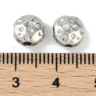 Brass Micro Pave Cubic Zirconia Beads&nbsp;KK-P283-22P-1
