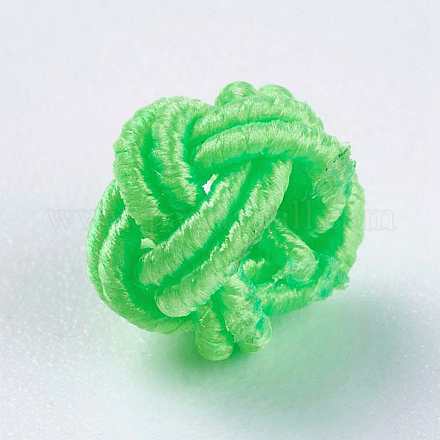 ポリエステルファブリックビーズ  ラウンド  ライム  6.5x4.5mm  穴：4mm&nbsp;WOVE-K001-A10-1