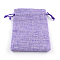 Polyester Imitation Burlap Packing Pouches Drawstring Bags, Medium Purple, 9x7cm
