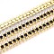 Iron Rhinestone Cup Chains, with Spool, Golden, Black, 8.5x3mm, about 14.99 Feet(4.57m)/Roll