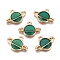 Alloy Enamel Pendants, Planet, Golden, Green, 12x16.5x2.5mm, Hole: 1mm