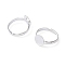 Brass Pad Ring Base Findings, Adjustable, Cadmium Free & Lead Free, Silver, Inner Diameter: 17mm, Tray Size: 10mm
