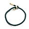 Cotton Cord Bracelets, with Brass Finding, Golden, Teal, 8-1/2 inch(21.5cm)~9 inch(23cm)