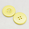 Resin Buttons, Dyed, Flat Round, Yellow, 13x2mm