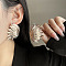 Iron Stud Earrings, Golden, Leaf, 48x37mm