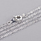 Brass Cable Chain Necklaces, Silver Color Plated, 16 inch(40.6cm)