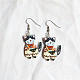 イースターのアクリルダングルイヤリング  猫の形  プラチナ  レモンシフォン  60x25mm&nbsp;FS-WG38FCF-03-1