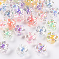 透明なアクリルビーズ  二層ビーズ  ABカラー  花  ミックスカラー  12x12.5x6mm  穴：2.5mm&nbsp;X-TACR-S152-06B