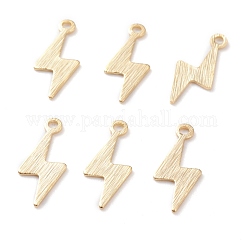 Brass Charms, Cadmium Free & Lead Free, Lightning, Real 24K Gold Plated, 14x5.5x0.5mm, Hole: 1mm