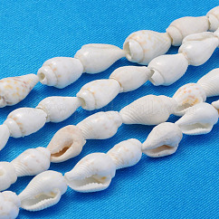 ナチュラルトランペットシェルビーズ連売り  ホワイト  6~13x4~8.5mm  穴：0.5~1mm  約115~160個/連  37.01~50インチ