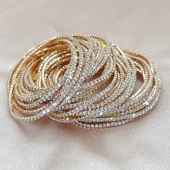Brass Rhinestone Tennis Bracelets, Stretch Bracelets for Women, Square, Crystal, Inner Diameter: 2-1/8 inch(5.25cm)