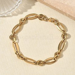 304ステンレススチール製オーバル＆ディスクリンクブレスレット＆ネックレスセット  イオンプレーティング（ip）  18KGP本金メッキ  600mm&nbsp;SJEW-D091-06G