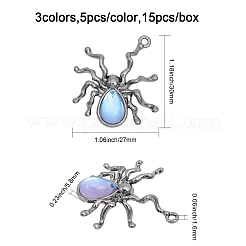 15Pcs 3 Colors Halloween Rack Plating Alloy Pendants&nbsp;FIND-CA0007-24