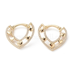 Heart Cubic Zirconia Hoop Earrings&nbsp;EJEW-M216-07B