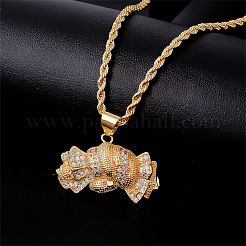 Brass Pave Clear Cubic Zirconia Dollar Pendant Necklaces for Men&nbsp;DC8712