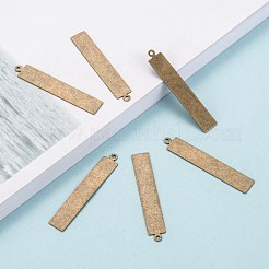 メタルタグ  真鍮タグブランクタグペンダント  長方形  アンティークブロンズ  41x7x0.5mm  穴：1mm&nbsp;KK-N0001-07AB