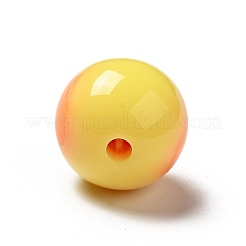 ツートンの不透明アクリルビーズ  ハート付きのラウンド  ゴールド  15.5mm  穴：2.8mm  約217個/500g&nbsp;SACR-K003-03A